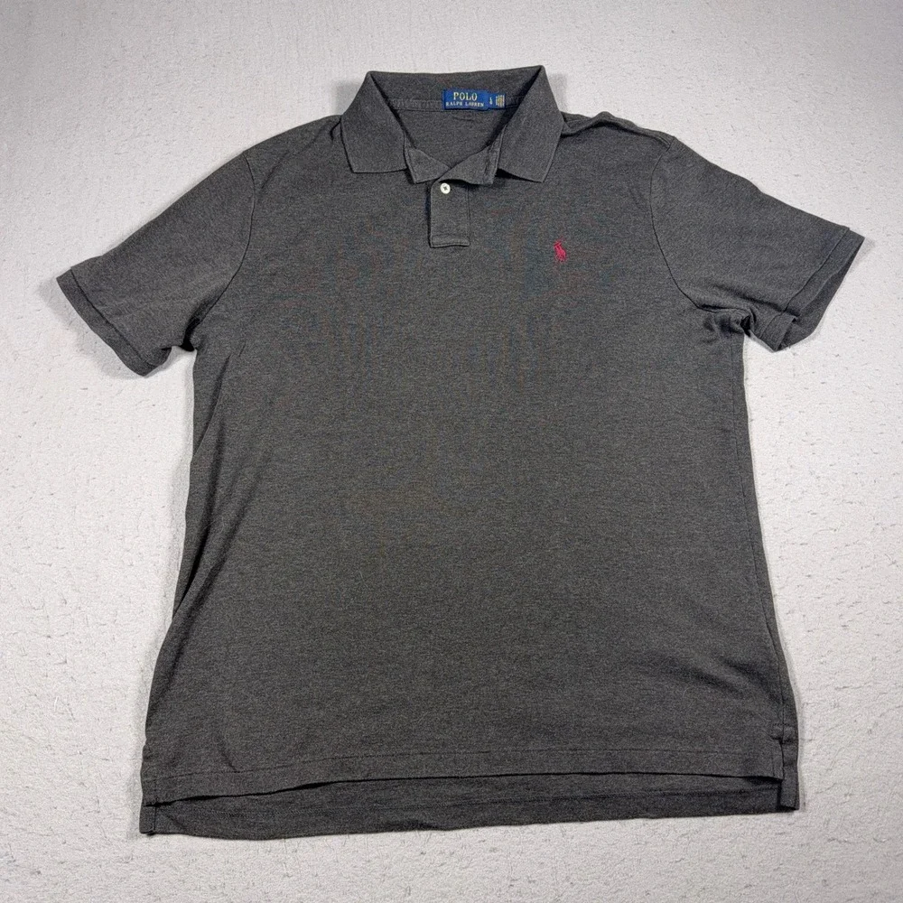 Polo Ralph Lauren Polo Shirt Men Large Gray Short Sleeve Classic Fit‎ Casual
